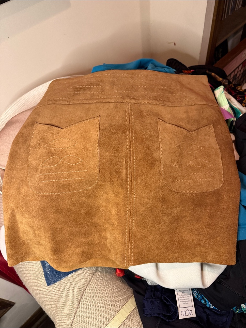 Free People Suede Mini Skirt in Camel